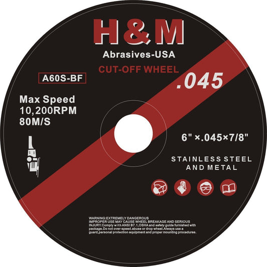 6" x .045" x 7/8" Cut-off Wheel for Stainless Steel & Metal