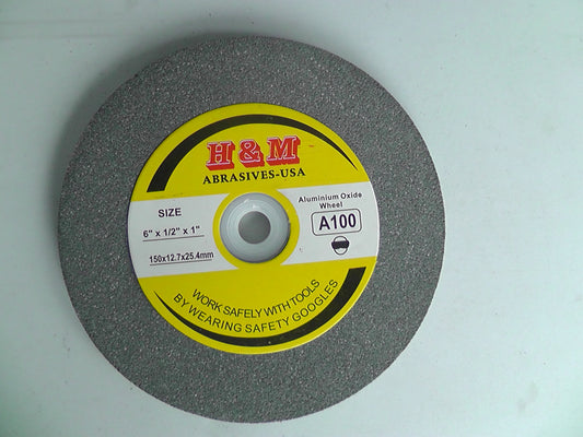6 inch BENCH GRINDING WHEEL VITRIFIED 6" x 1/2" x 1" A/O IN 46 60 100 Grit Bench Grinder