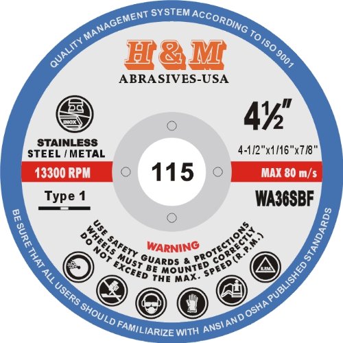 4-1/2" x 1/16" x 7/8" CUT-OFF WHEELS for Stainless Steel & Metal Cutting Disc (25 PACK)