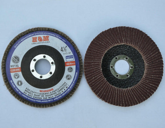 4.5" inch 4-1/2" x 7/8" FLAP DISCS A/O in 40 60 80 120 Grit for Angle Grinder