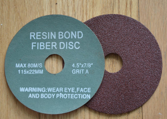 4.5 inch RESIN FIBER DISC 4-1/2" x 7/8" A/O in 24 36 40 60 80 120 Grit Sanding Discs