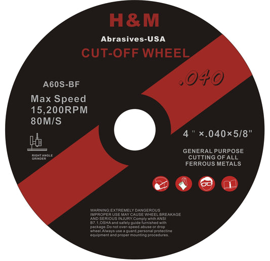 4" x .040" x 5/8" Cut-off Wheel for Stainless Steel & Metal