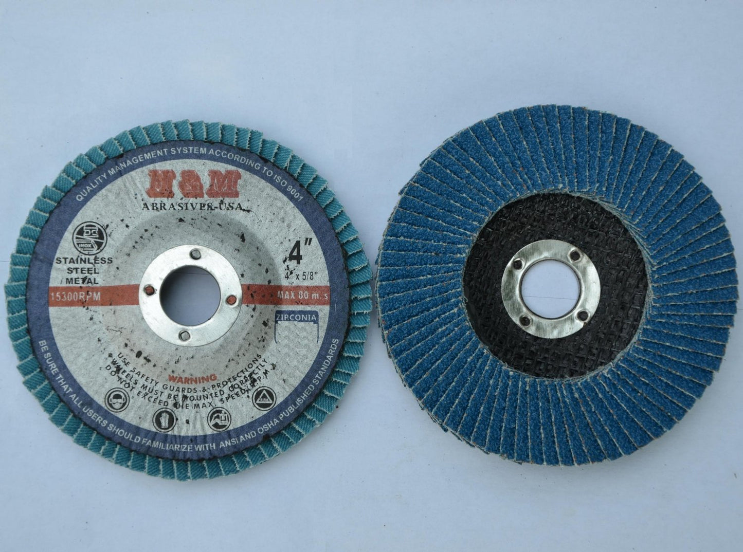 4 inch 4" x 5/8" FLAP DISCS in 40 60 80 120 Grit for Stainless Steel & Metal