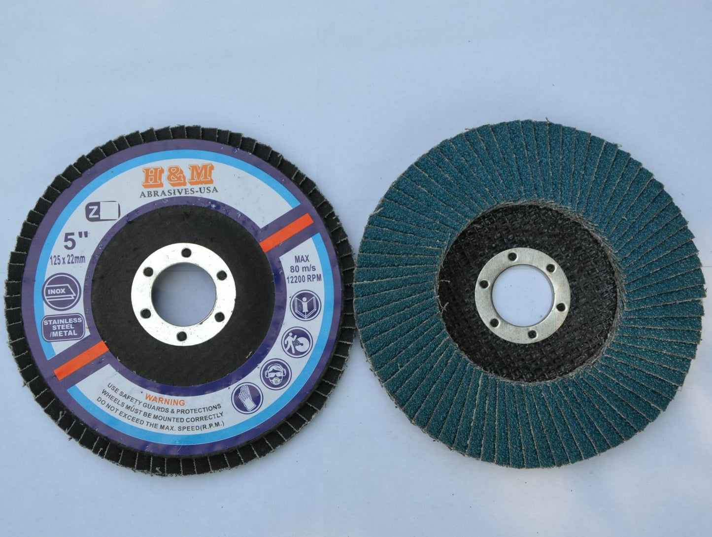 5" inch 5" x 7/8" FLAP DISCS in 40 60 80 120 Grit for Stainless Steel & Metal