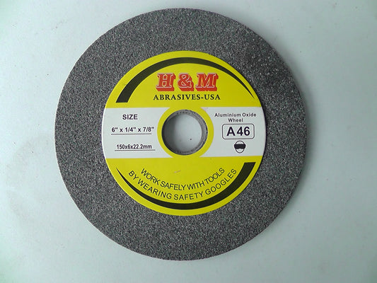 6 inch BENCH GRINDING WHEEL VITRIFIED 6" x 1/4" x 1" A/O IN 46 60 100 Grit Bench Grinder