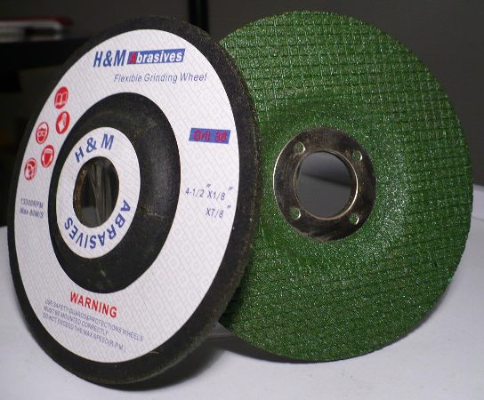 4-1/2" x 1/8" x 7/8" Flexible Metal Grinding Wheel green corp disc
