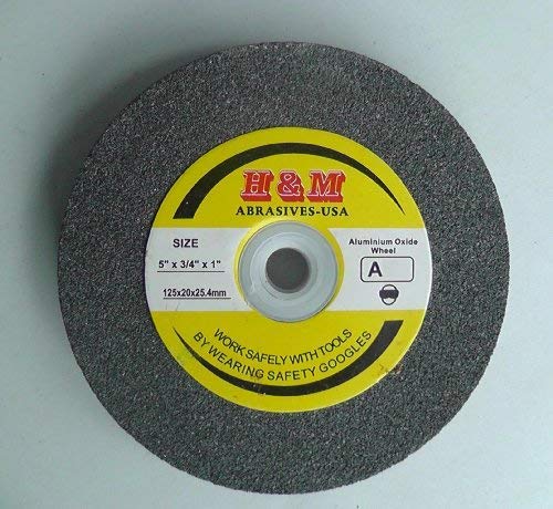 5" x 3/4" x 1" BENCH GRINDING WHEEL 100 grit Vitrified 1" Arbor includes 3/4" 5/8" 1/2" Bushing