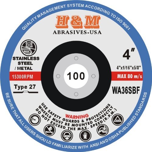 4" x 1/16" x 5/8" CUT-OFF WHEELS for Stainless Steel & Metal Cutting Disc - Type 27 (20 PACK)