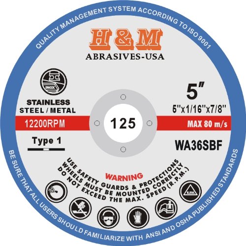 5" x 1/16" x 7/8" CUT-OFF WHEELS for Stainless Steel &.Metal Cutting Disc ( 25 PACK )