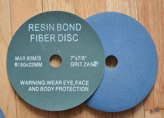 7 inch RESIN FIBER DISC 7" x 7/8" Zirconia in 24 36 60 80 100 120 Grit Sanding Discs