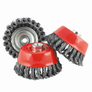 2-1/2" Knotted Cup Wire Twist Brush with 5/8"-11 Thread for Angle Grinder
